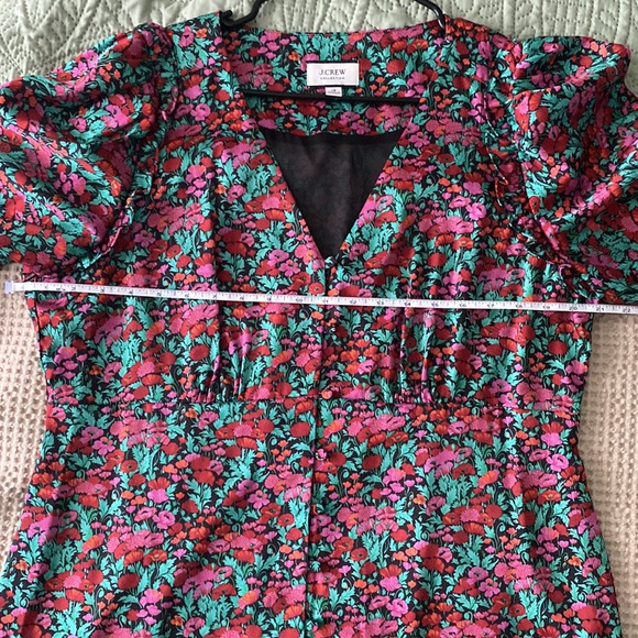 J. CREW SATIN FLORAL PRINT MIDI DRESS - Picture 7 of 9